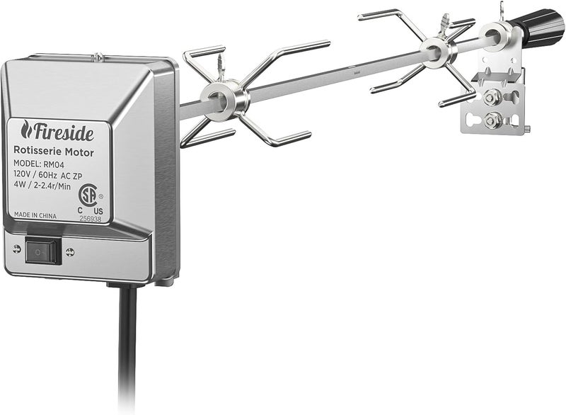 TURBRO Stainless Steel Rotisserie Kit for Gas Grills with A Cookbox up to 39’’ - Includes 4W Electric Motor, 34’’ - 45’’ × 5/16" Square Spit Rod, Meat Forks, Counterweight - for Outdoor BBQ - Image 1